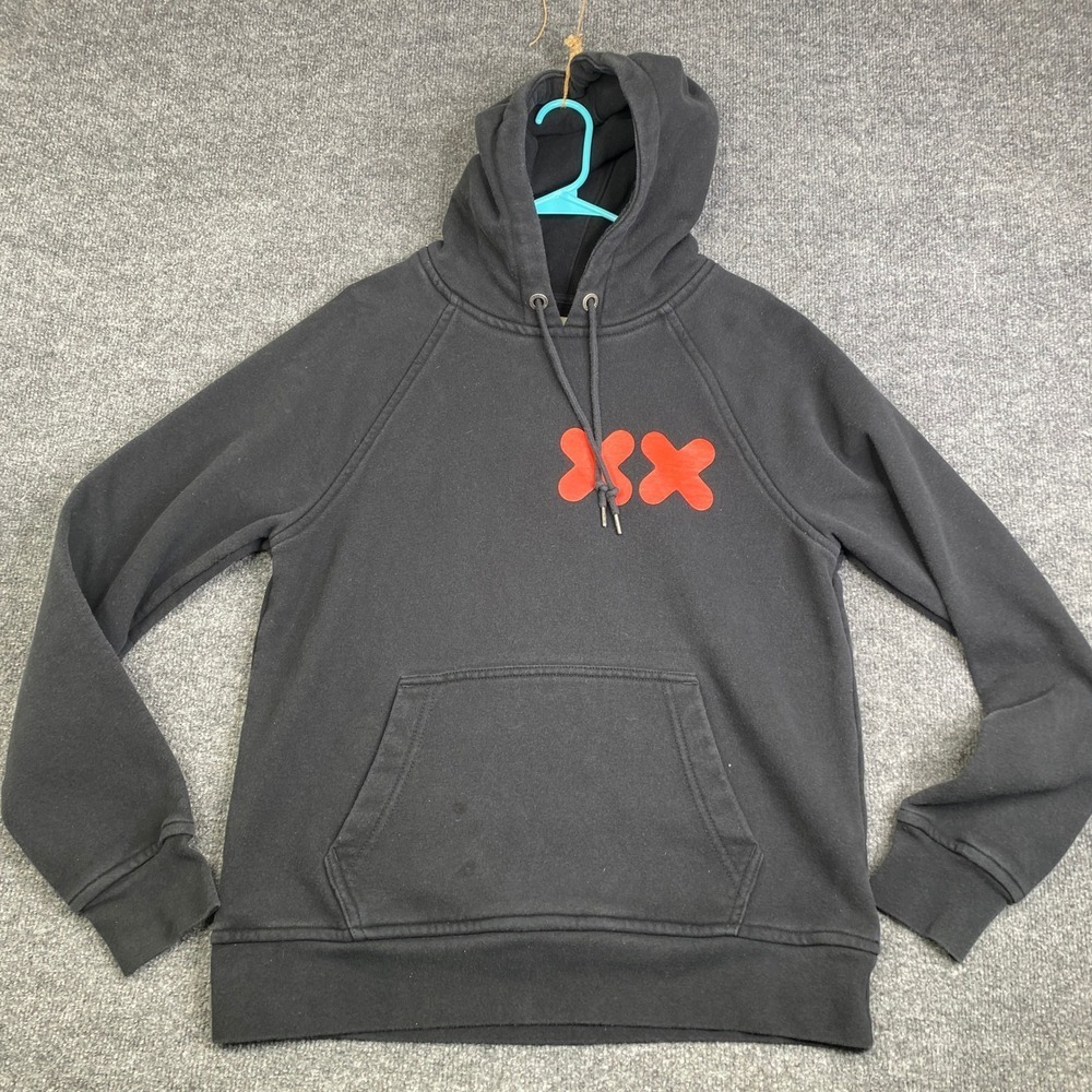 Flint and Tinder Mens Hoodie Black Red XX Graphic Pullover Sweatshirt Large USA